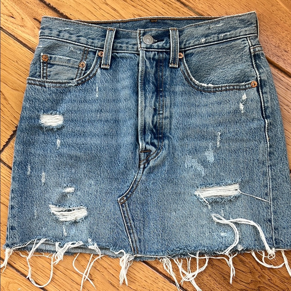 Levi’s Denim Distressed Mini Skirt